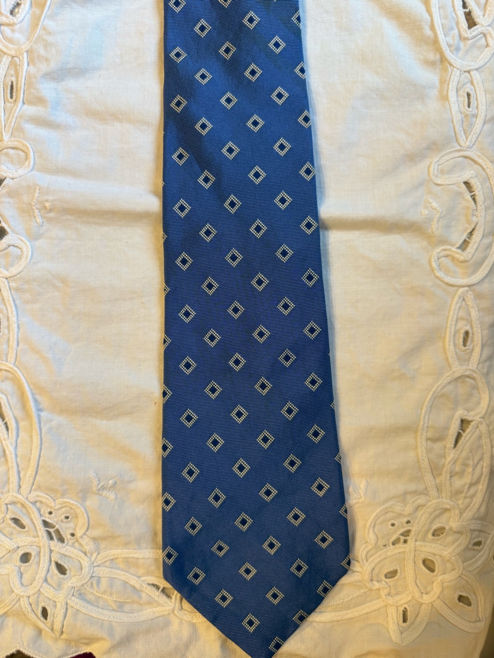 Ralph Lauren Navy Blue Tie with Small Diamond Motif